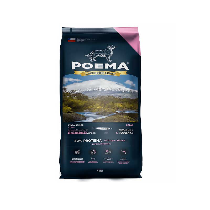 Poema Alimento Salmón para Perros Senior - 3 Kg