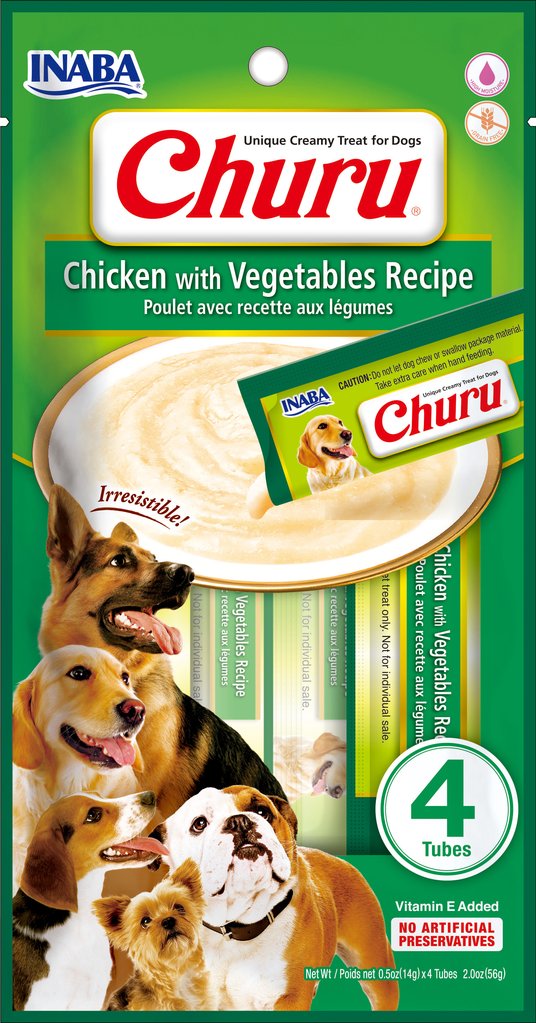 Snack Churu Pollo y Vegetales para Perros - 4 tubos - 56 gramos