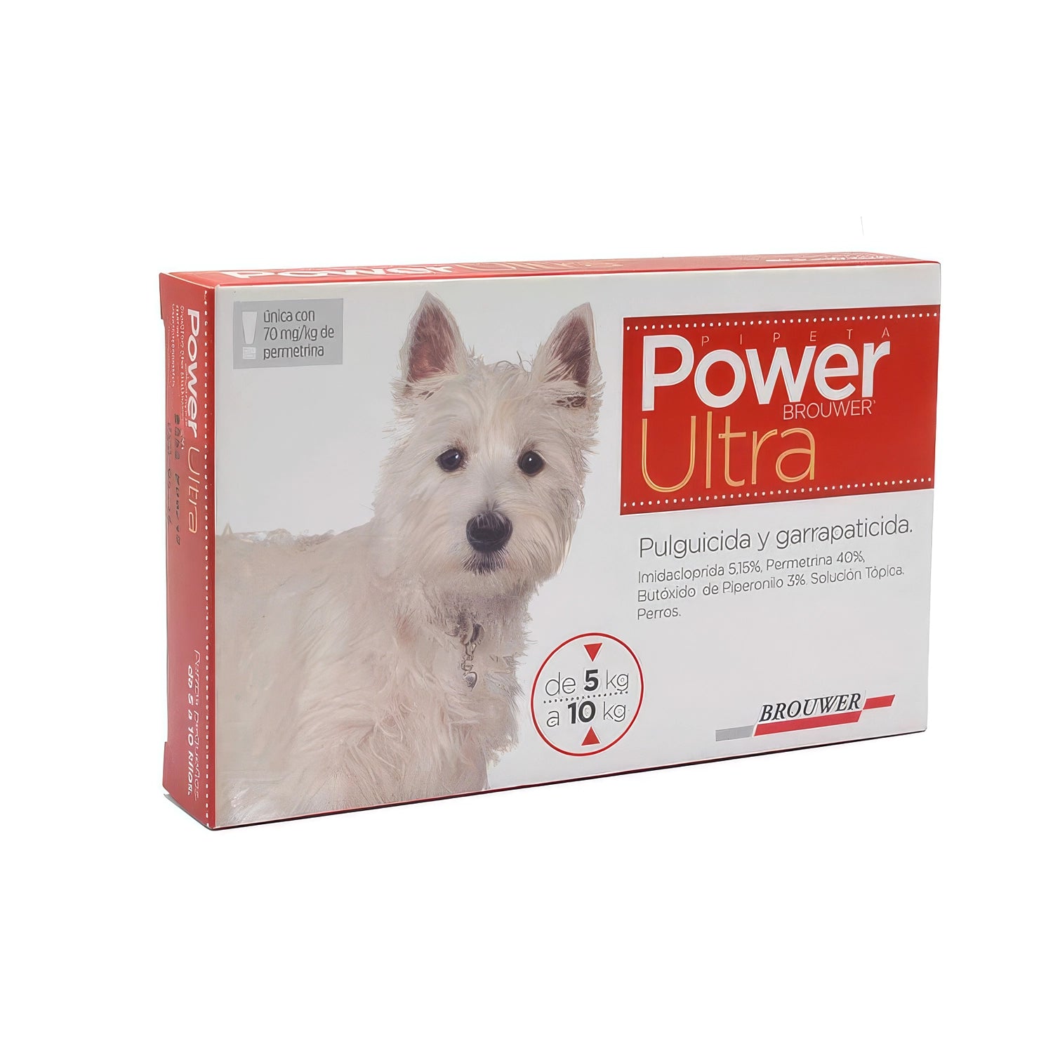 Antiparasitario Pipeta POWER ULTRA para Perros, tratamiento tópico contra pulgas y garrapatas para perros de 5 a 10 kg.