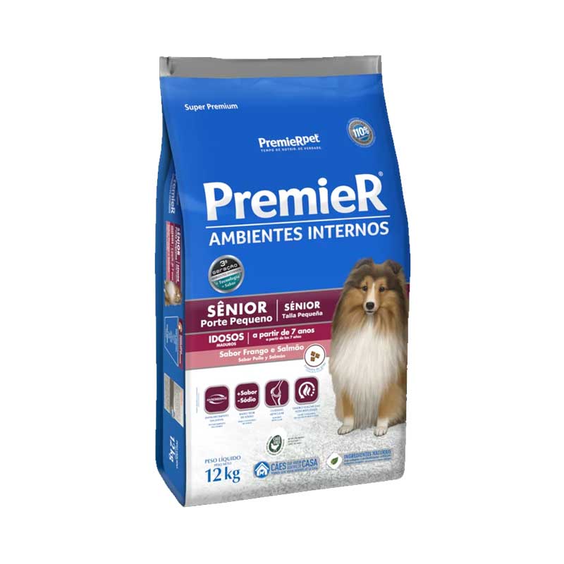 PremieR Pet Ambientes Interiores Pollo y Salmón para Perros Senior Raza Pequeña - 12 Kg