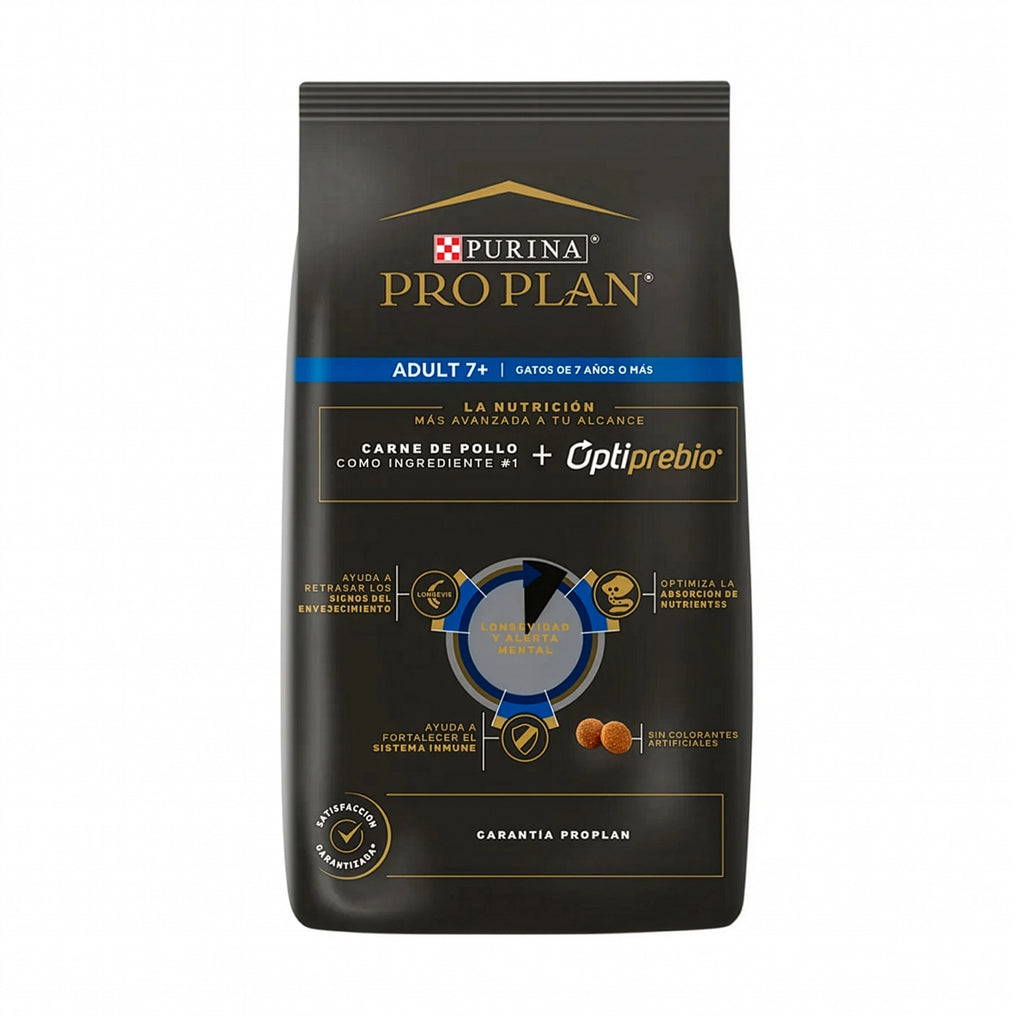 Pro Plan Gato Adulto 7+ con pollo como primer ingrediente, bolsa de alimento seco para gatos senior con Optiage.