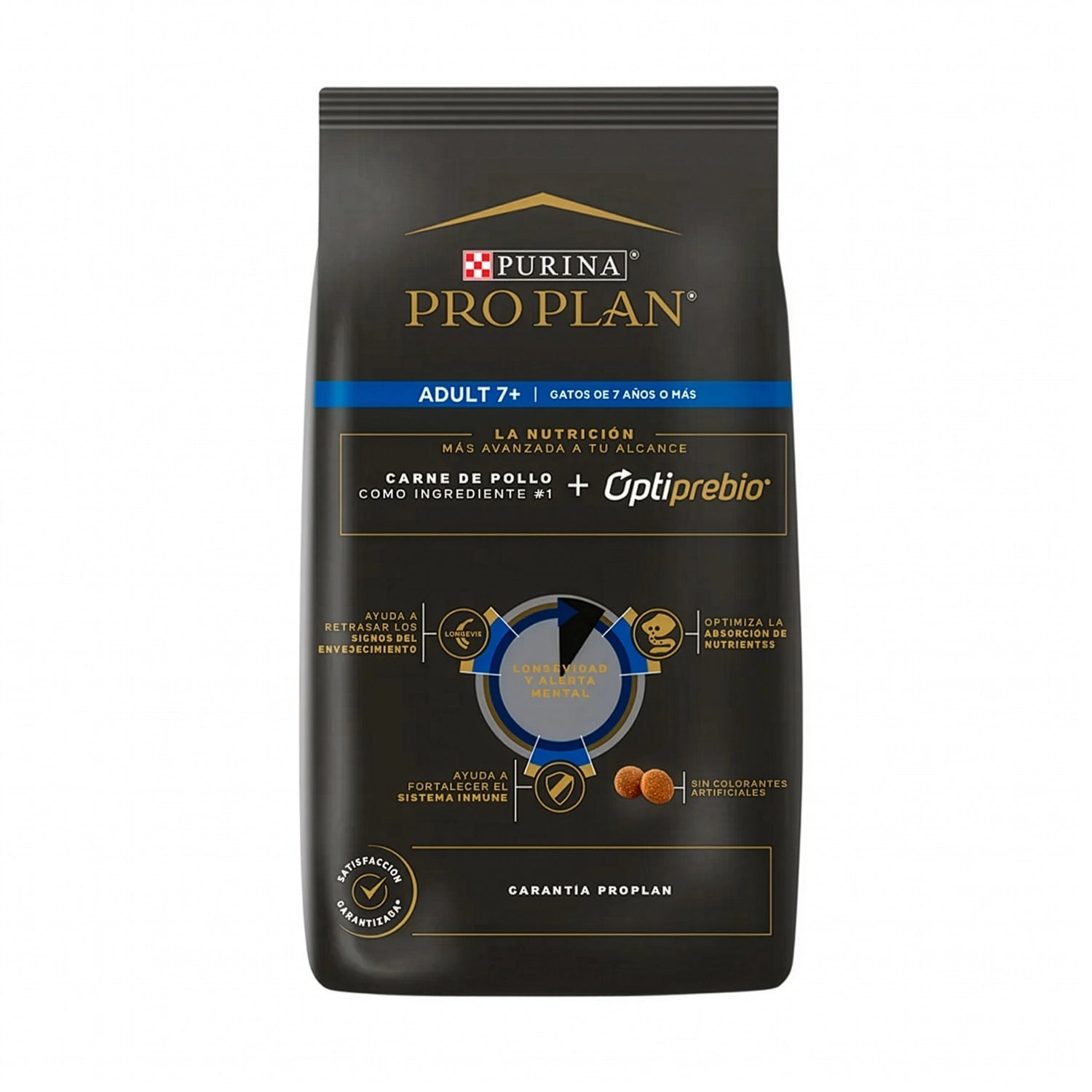 Pro Plan Gato Adulto 7+ con pollo como primer ingrediente, bolsa de alimento seco para gatos senior con Optiage.