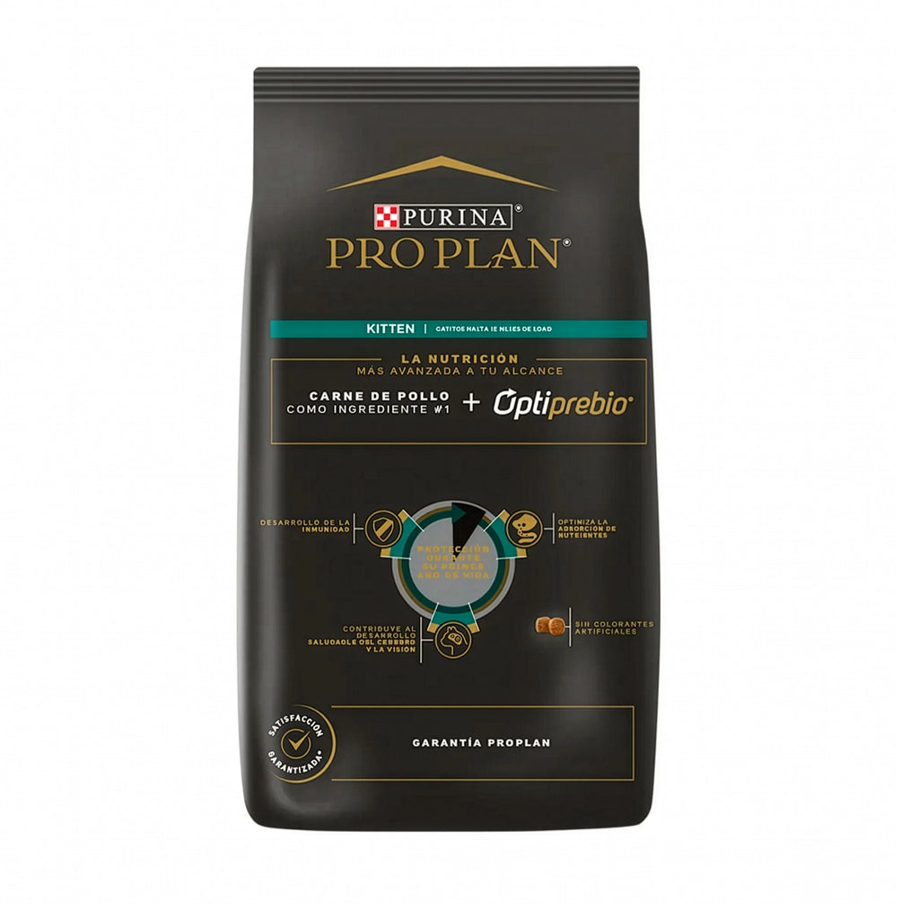 Pro Plan para Gatitos Optistart, bolsa de alimento seco con gatito en portada, pollo como primer ingrediente y 40% proteína.