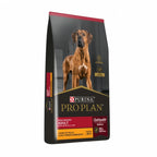 Pro Plan Perro Adulto Razas Grandes en bolsa con pollo como ingrediente principal e imagen de perro adulto de raza grande.