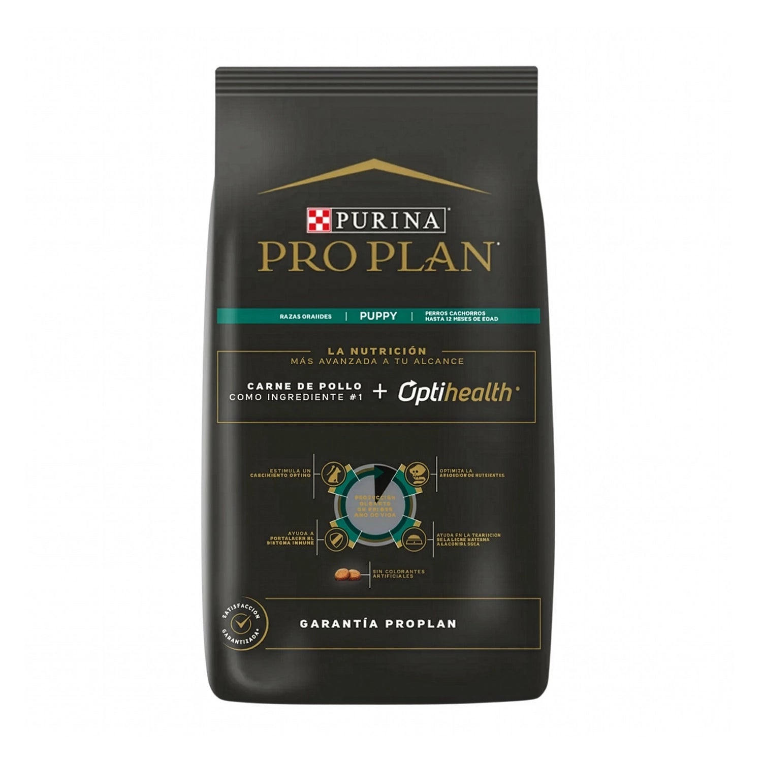Pro Plan para Cachorros Razas Grandes en bolsa con perro cachorro de raza grande, pollo como primer ingrediente y Optistart.