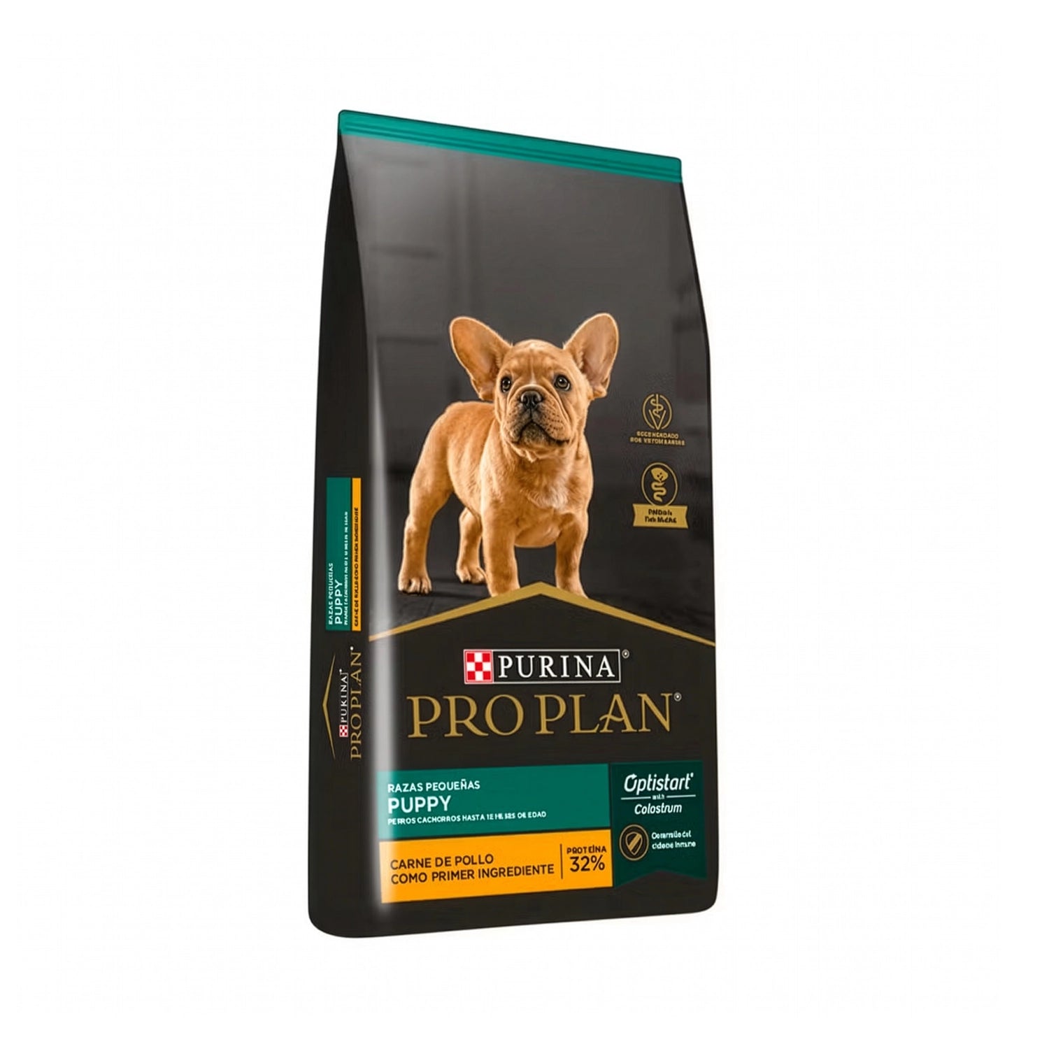 Pro Plan para Cachorros Razas Pequeñas en bolsa de alimento seco, con cachorro de raza pequeña y fórmula Optistart.