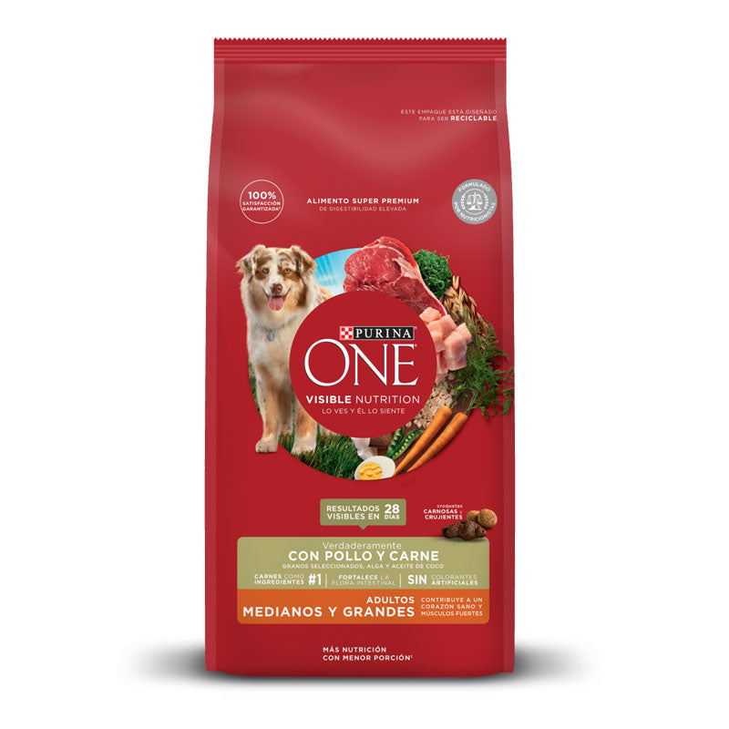Purina One Pollo y Carne para Perros Medianos y Grandes - 6 Kg