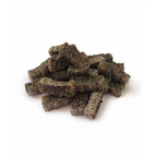 QChefs Mini para Perros Pequeños, snack dental crocante en envase negro con premios visibles y diseño de diente.