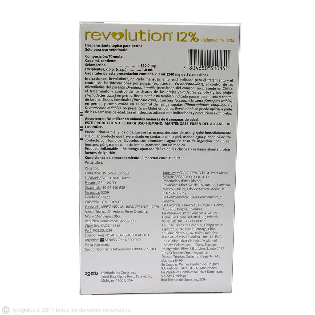 Antiparasitario REVOLUTION 12% para Perros de 20,1 a 40 kg