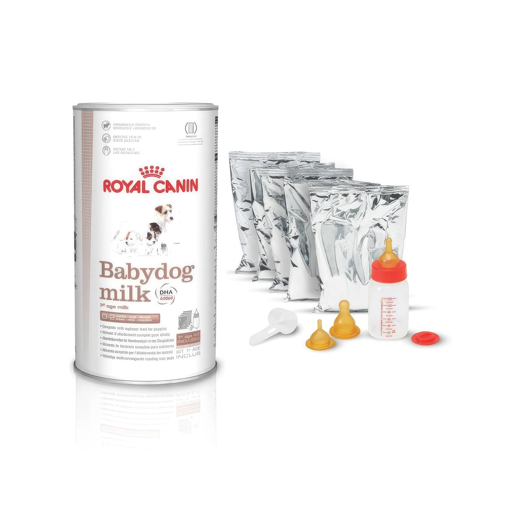 Royal Canin Babydog Milk Leche para Cachorros en lata, fórmula láctea para cachorros de 0 a 2 meses con DHA y kit incluido.