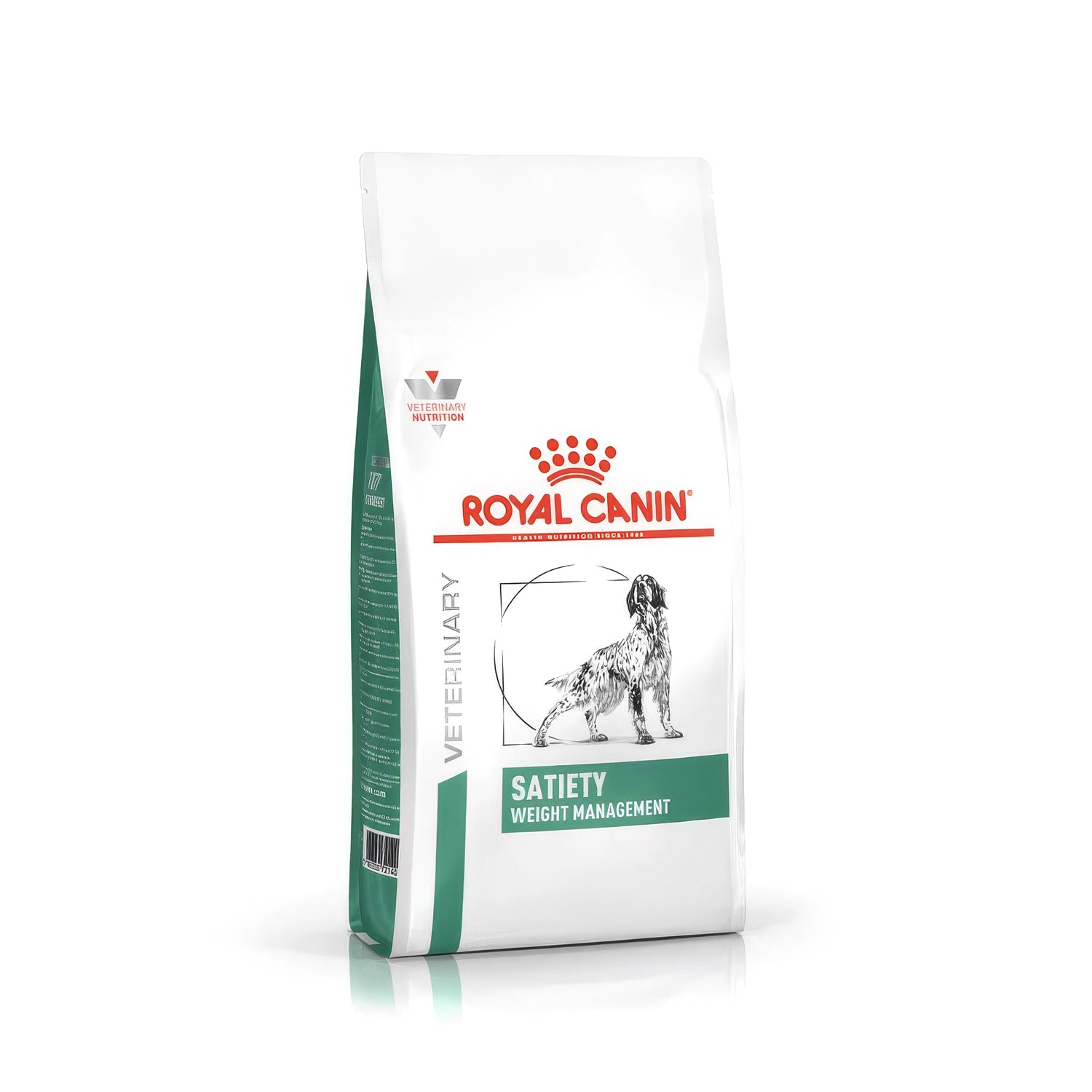 Royal Canin Satiety para Perros alimento seco veterinario para control de peso, saco blanco con detalles verdes y perro