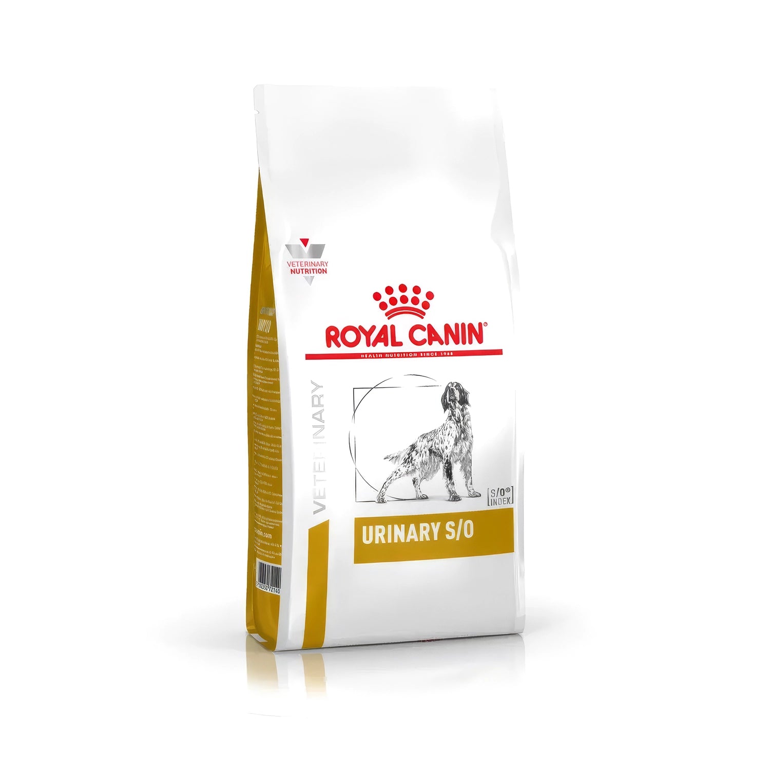 Royal Canin Urinary S/O para Perros alimento seco veterinario para salud urinaria, saco blanco con detalles amarillos y perro
