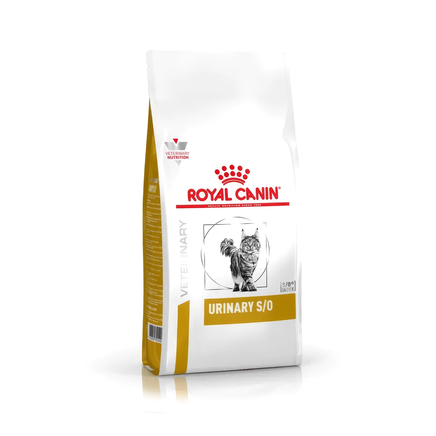 Royal Canin Urinary S/O para Gatos alimento seco veterinario para salud urinaria, saco blanco con detalles amarillos y gato