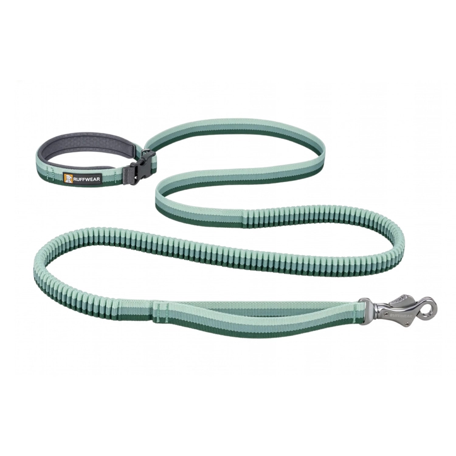 Correa Manos Libres Roamer Bungee Ruffwear , con tramo elástico, asa acolchada ajustable y mosquetón metálico.
