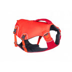 Ruffwear Confluence Chaleco Salvavidas para perros en color naranja, con asa superior, correas ajustables y detalles reflectantes.