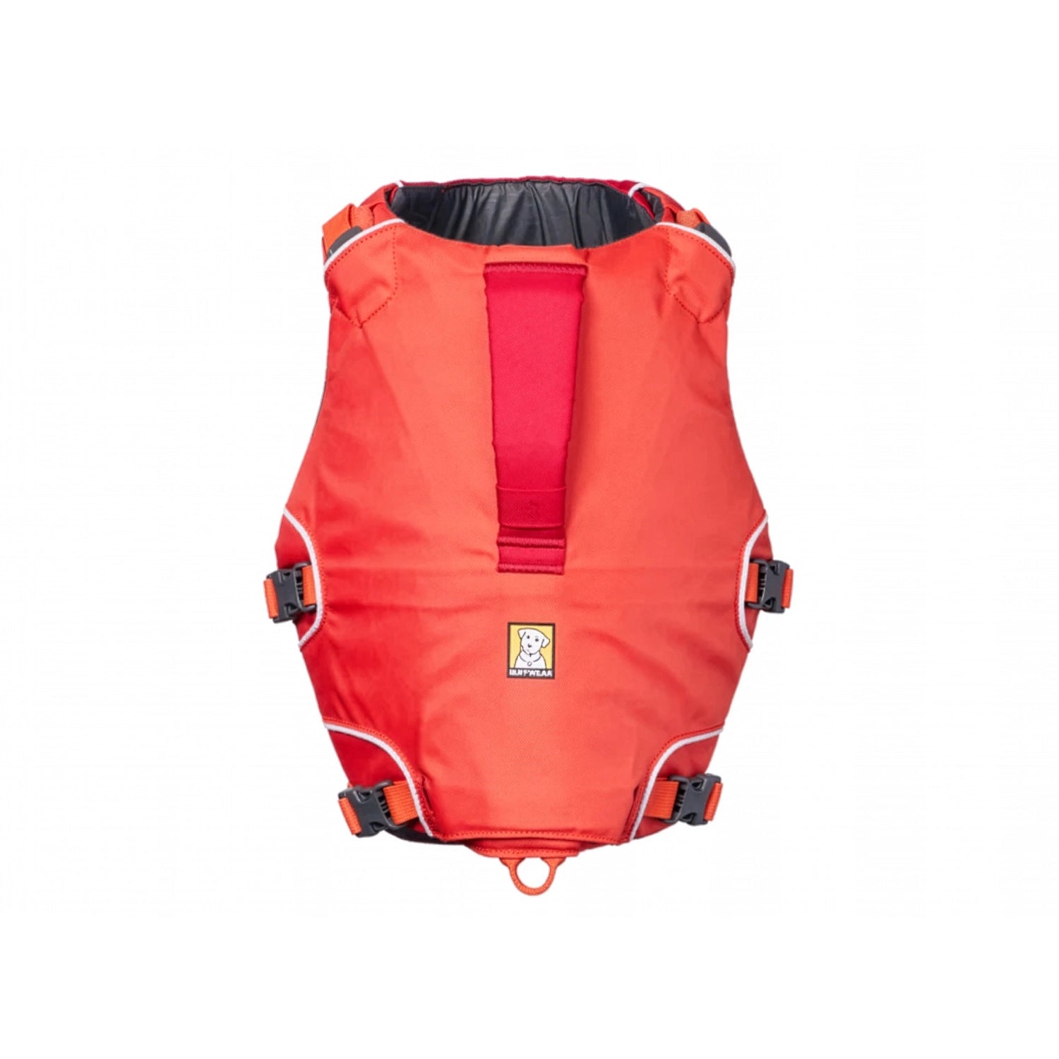 Ruffwear Confluence Chaleco Salvavidas para perros en color naranja, con asa superior, correas ajustables y detalles reflectantes.