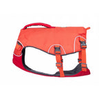 Ruffwear Confluence Chaleco Salvavidas para perros en color naranja, con asa superior, correas ajustables y detalles reflectantes.