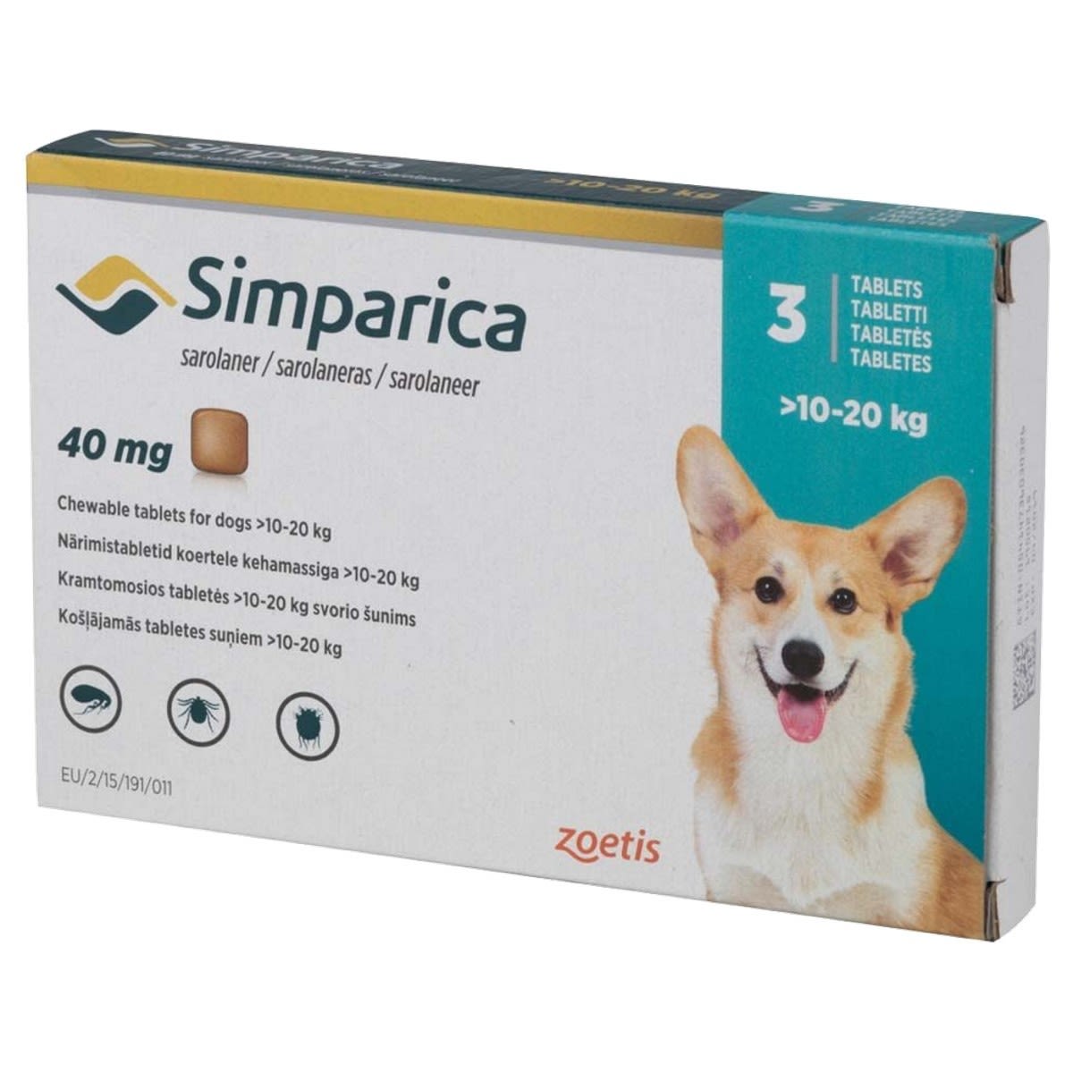 Simparica Antiparasitario para Perros - 3 comprimidos 