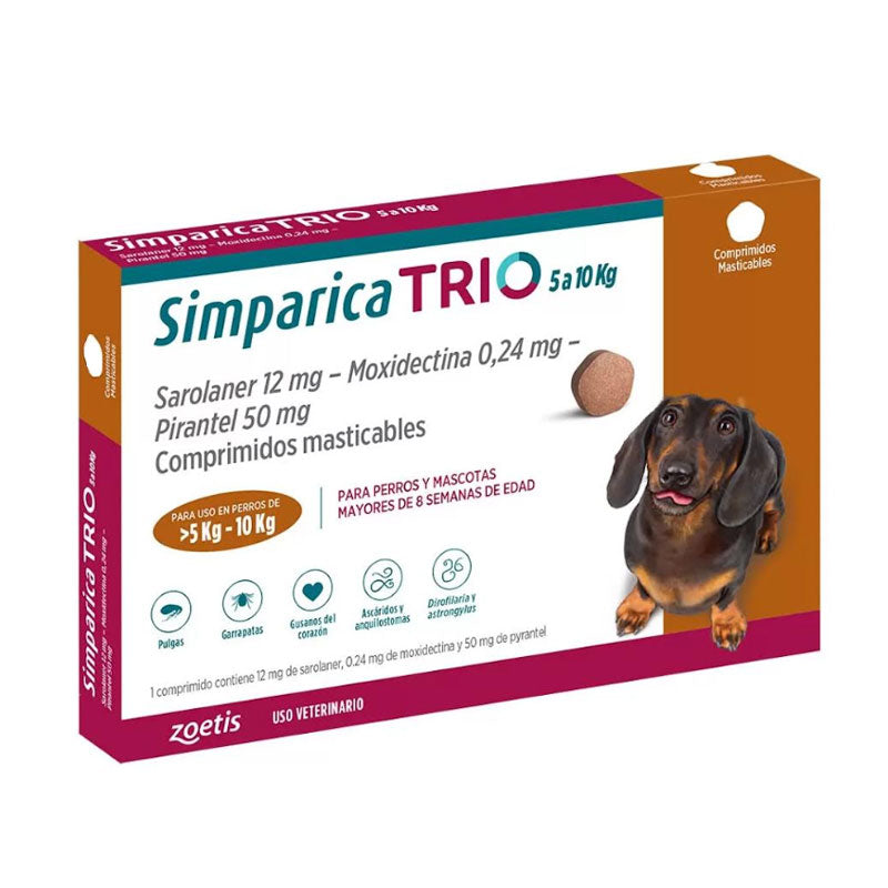 Simparica Trio Zoetis 1 Comprimido - 5 a 10 kg