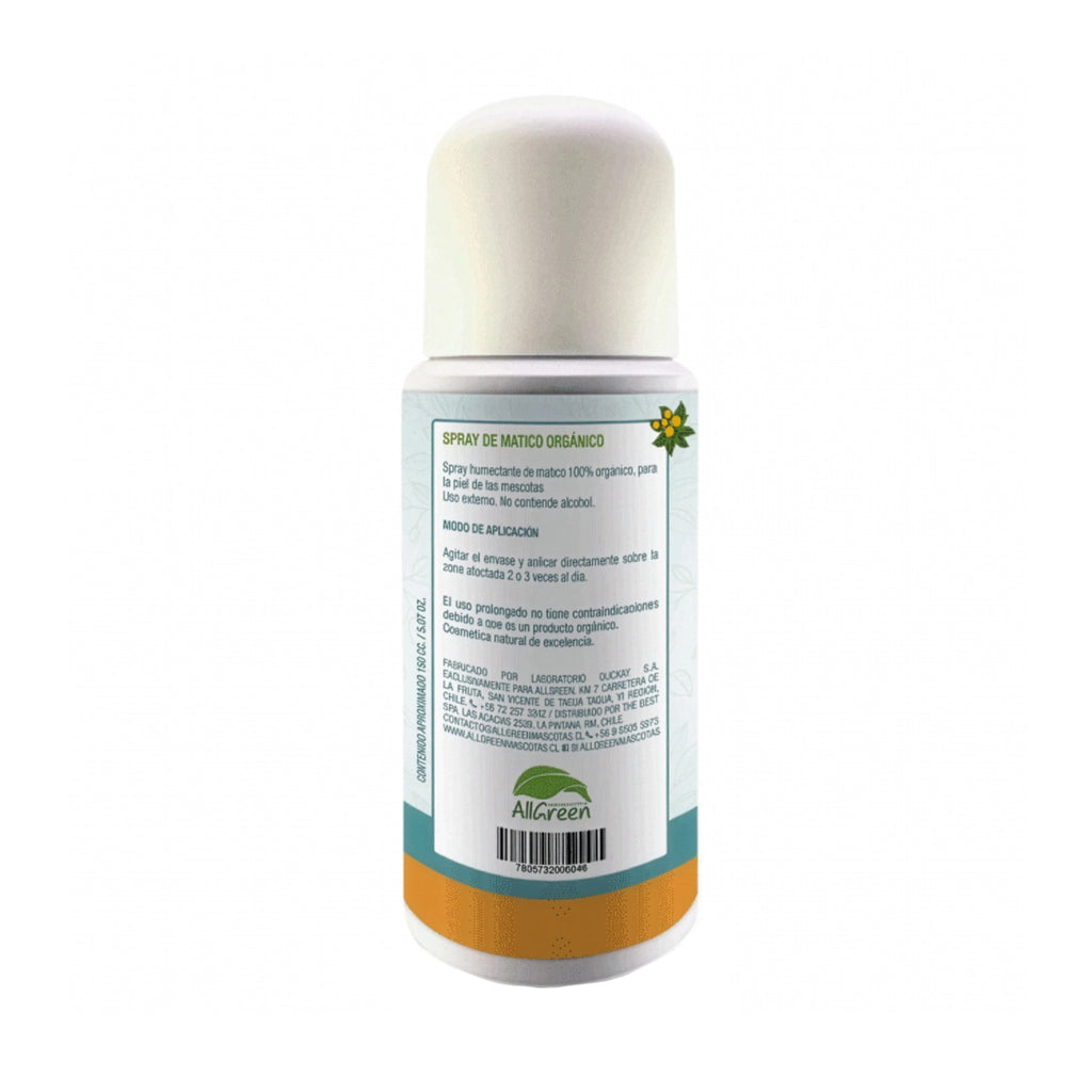 AllGreen Spray de Matico para Mascotas en formato aerosol con matico natural para hidratación y cuidado dérmico.
