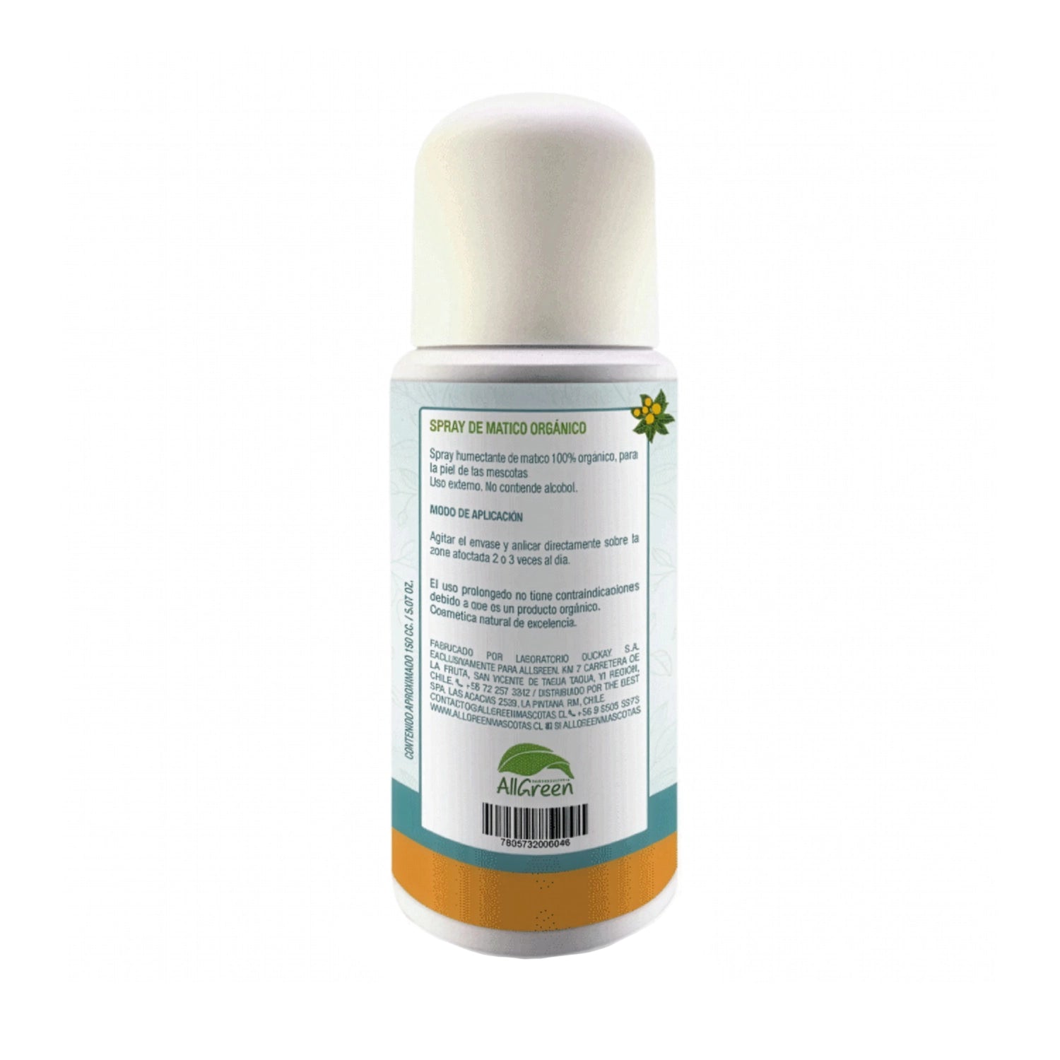 AllGreen Spray de Matico para Mascotas en formato aerosol con matico natural para hidratación y cuidado dérmico.