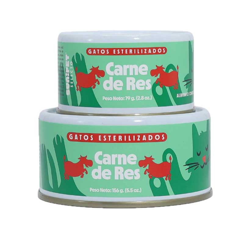 Alimento Húmedo SuniSelecto para Gatos Esterilizados Carne de Res - 156 g