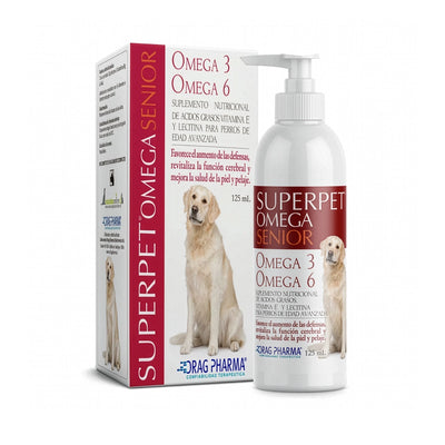 Suplemento Superpet Omega 3 y 6 para Perros Senior en formato líquido, apoyo para piel, pelaje y defensas