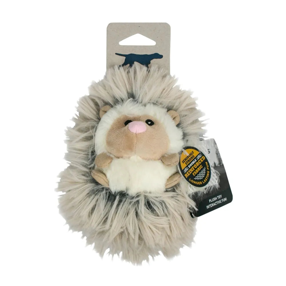 Tall Tails Peluche Erizo Pequeño con Sonido para perros, juguete de felpa con diseño de erizo beige y gris, rostro bordado y textura mullida