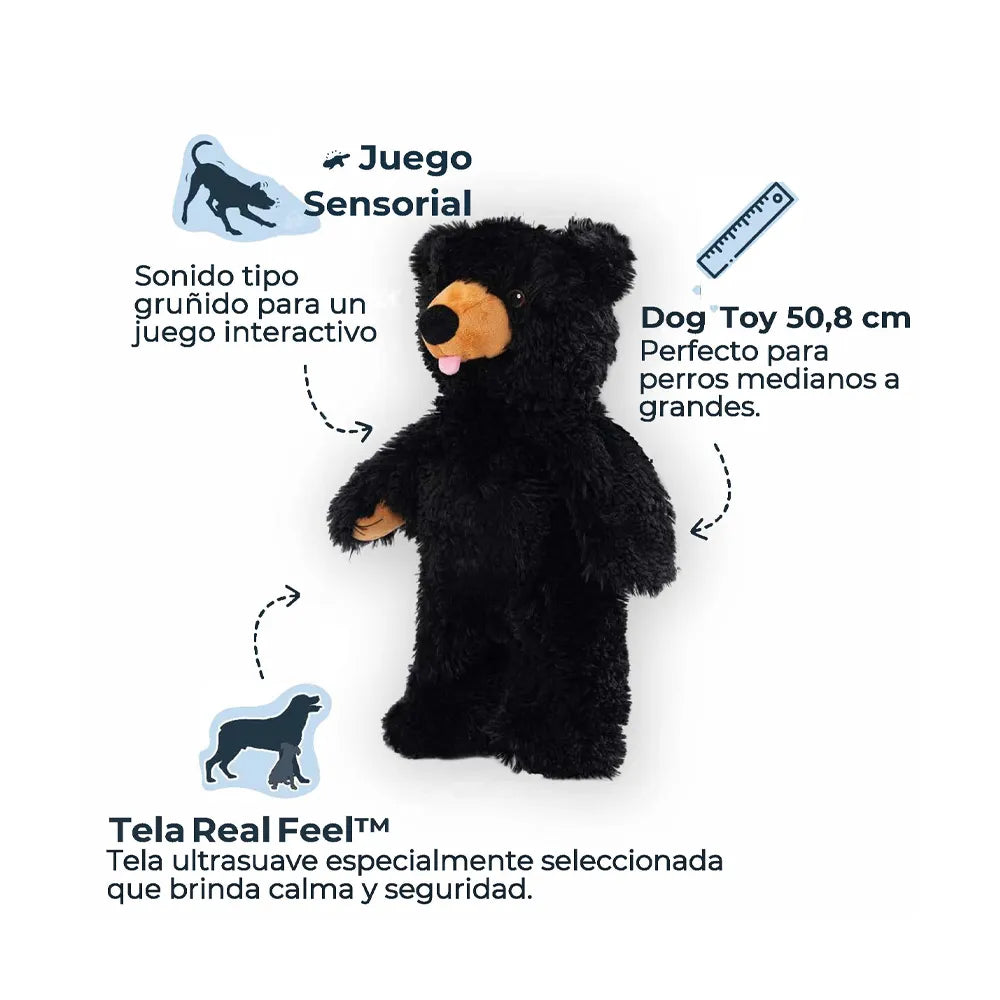 Tall Tails Peluche Sin Relleno Oso Negro juguete para perros con forma de oso negro, tela suave, sin relleno y diseño alargado