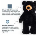 Tall Tails Peluche Sin Relleno Oso Negro juguete para perros con forma de oso negro, tela suave, sin relleno y diseño alargado