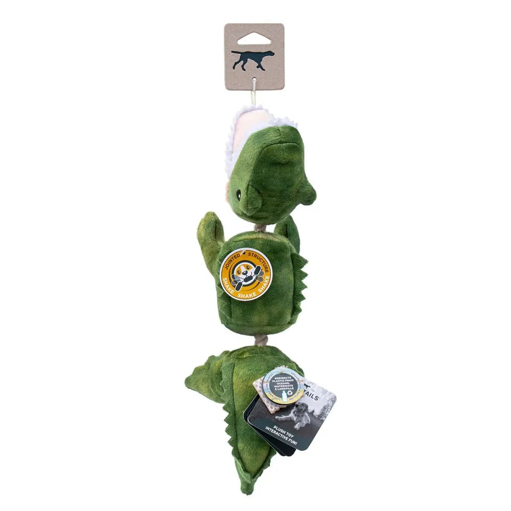 Tall Tails Juguete Articulado Cocodrilo para perros, peluche largo verde con segmentos articulados y diseño de cocodrilo con dientes