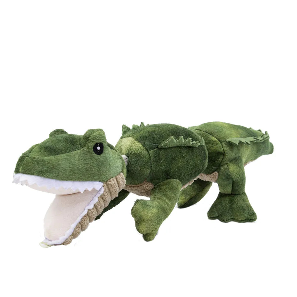 Tall Tails Juguete Articulado Cocodrilo para perros, peluche largo verde con segmentos articulados y diseño de cocodrilo con dientes