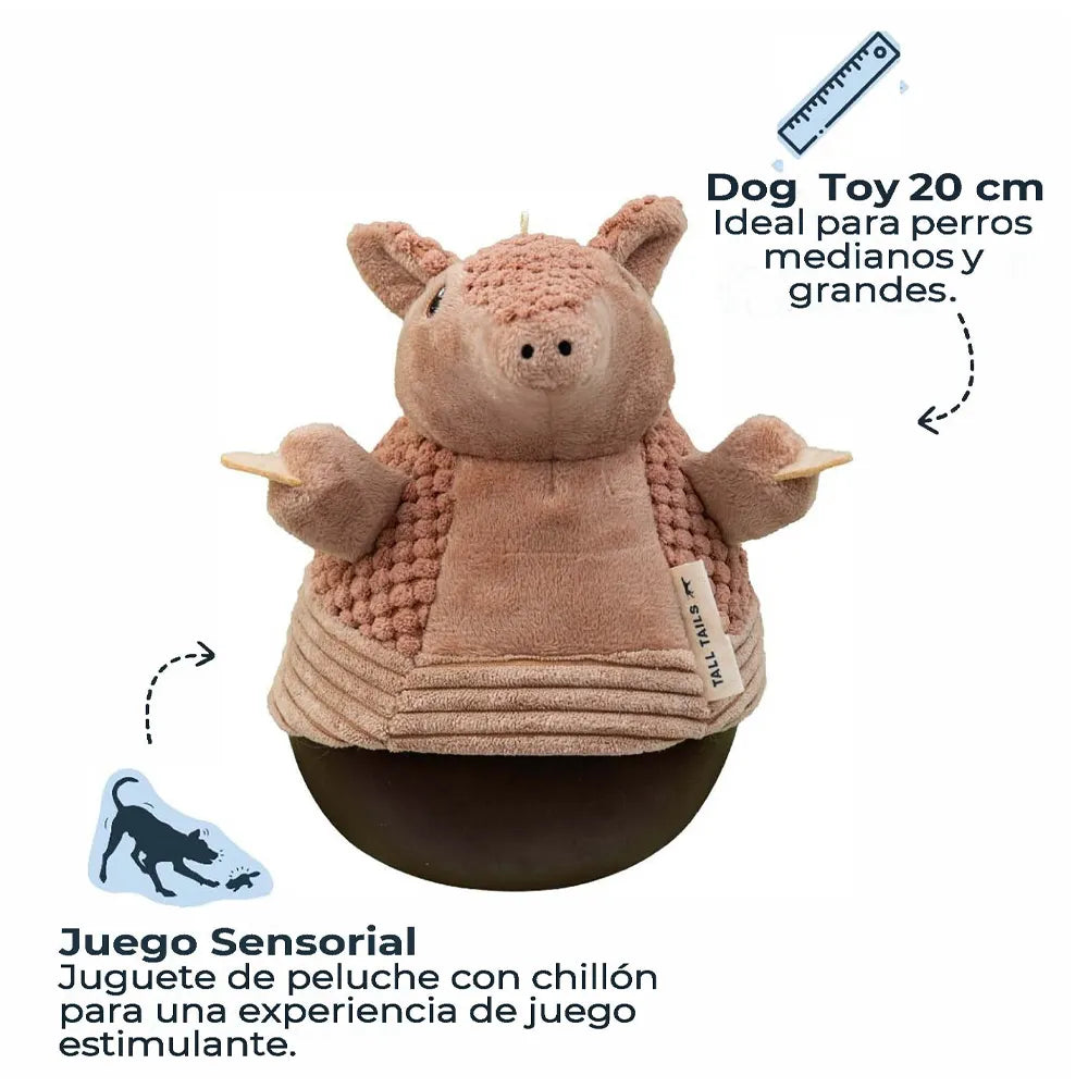 Tall Tails Juguete Rodador armadillo , juguete para perros tipo peluche base rodadora, incluye etiquetas y diseño interactivo