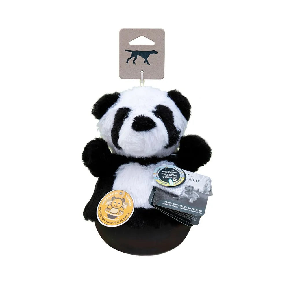 Tall Tails Juguete Rodador Panda, juguete para perros tipo peluche con panda y base rodadora, incluye etiquetas y diseño interactivo
