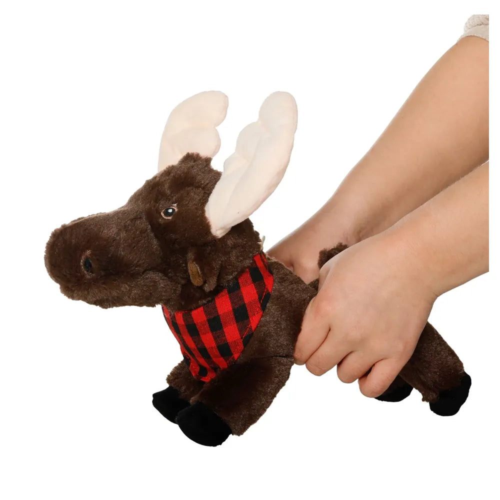 Tall Tails Peluche Interactivo Alce juguete suave para perros con diseño de alce marrón, orejas grandes y detalle a cuadros