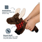 Tall Tails Peluche Interactivo Alce juguete suave para perros con diseño de alce marrón, orejas grandes y detalle a cuadros