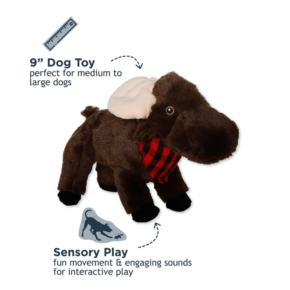 Tall Tails Peluche Interactivo Alce juguete suave para perros con diseño de alce marrón, orejas grandes y detalle a cuadros