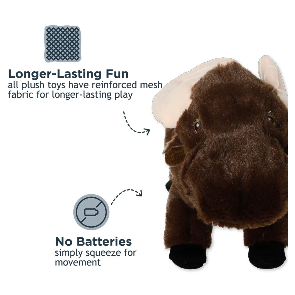 Tall Tails Peluche Interactivo Alce juguete suave para perros con diseño de alce marrón, orejas grandes y detalle a cuadros