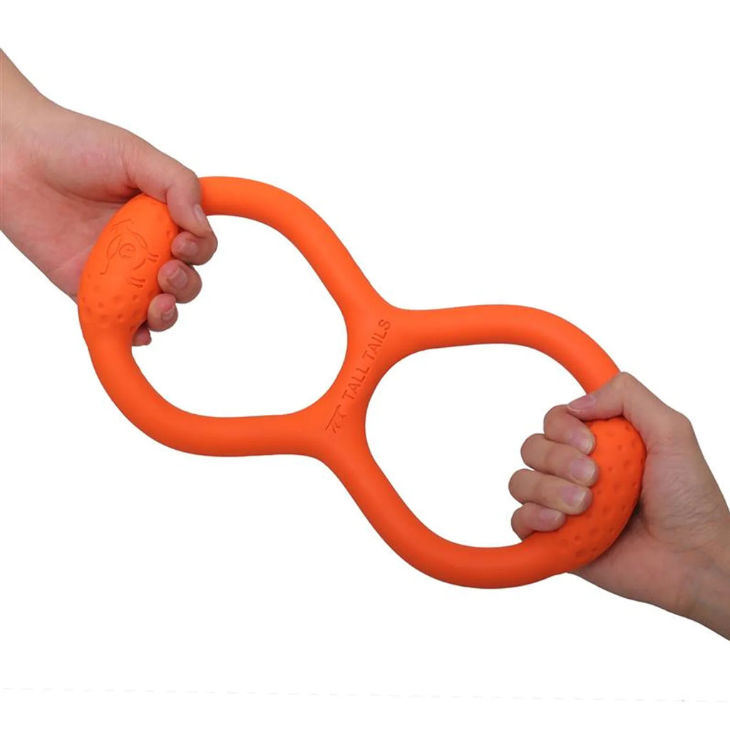Beco Juguete de Goma Natural para Tirar Rubber Tug, juguete naranja en forma de ocho para perros, resistente y flexible
