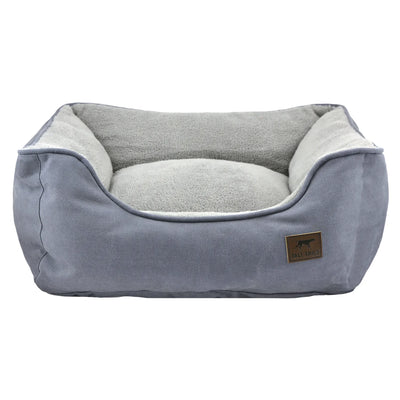 Cama "Bolster" Tall Tails color Charcoal para perros, cama acolchada gris con bordes altos y centro suave afelpado