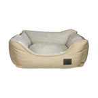 Cama "Bolster" Tall Tails color Khaki para perros, cama acolchada con bordes altos y centro suave afelpado beige