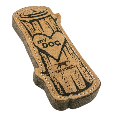 Juguete Cuero Natural "Love My Dog Log" Tall Tails