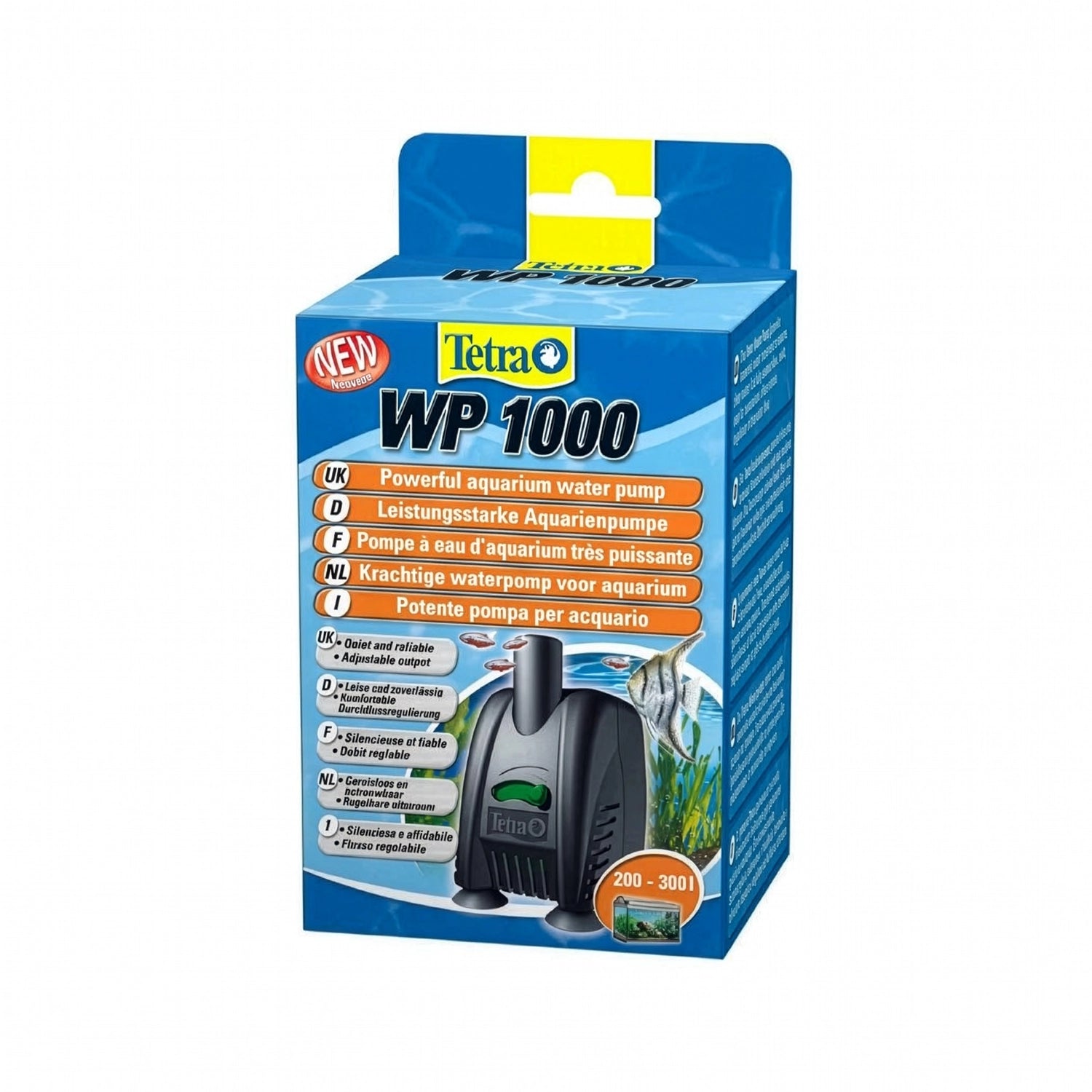 Tetra WP1000 Bomba de Agua en caja original con bomba sumergible para acuarios, ideal para una circulación eficiente del agua.