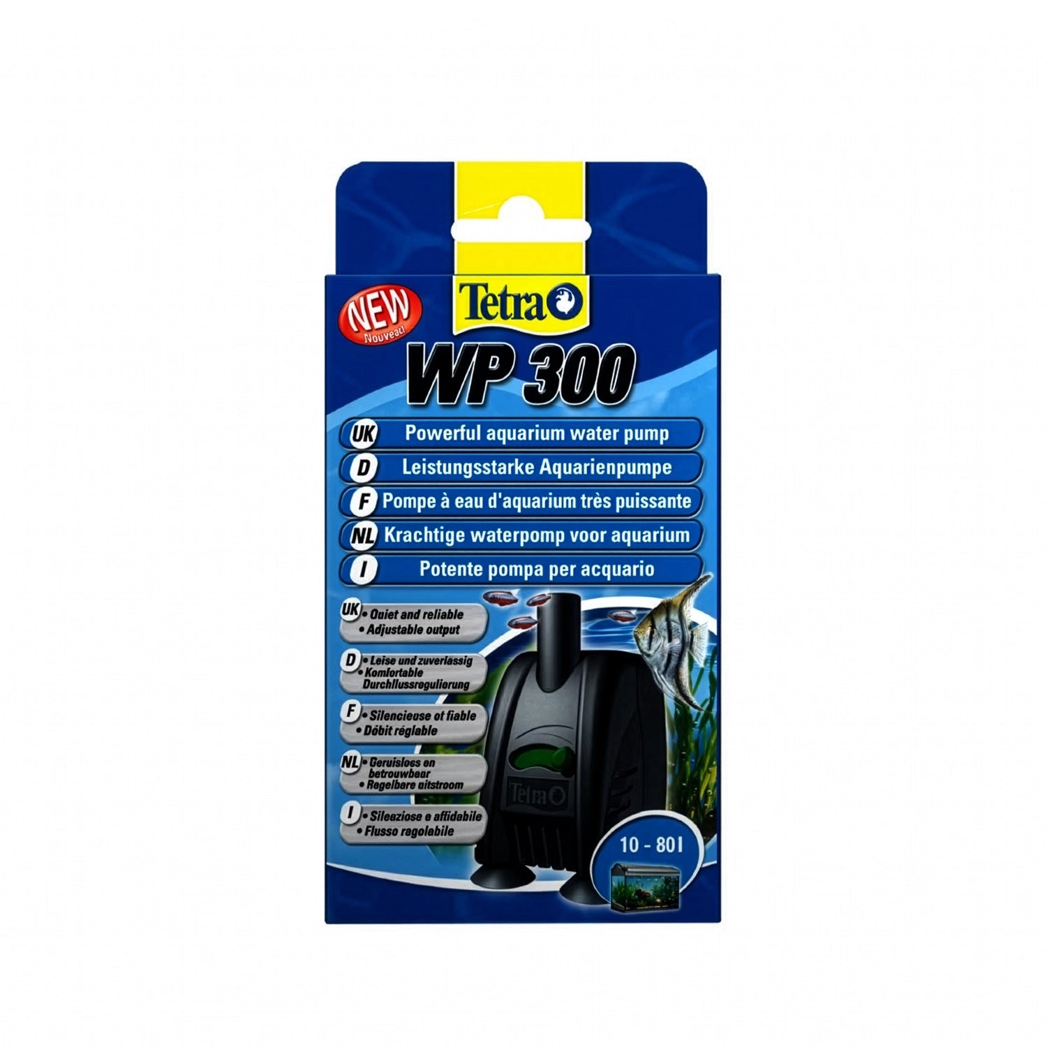 Tetra WP300 Bomba de Agua en su empaque original con bomba sumergible para acuarios de 10 a 80 litros y caudal regulable.