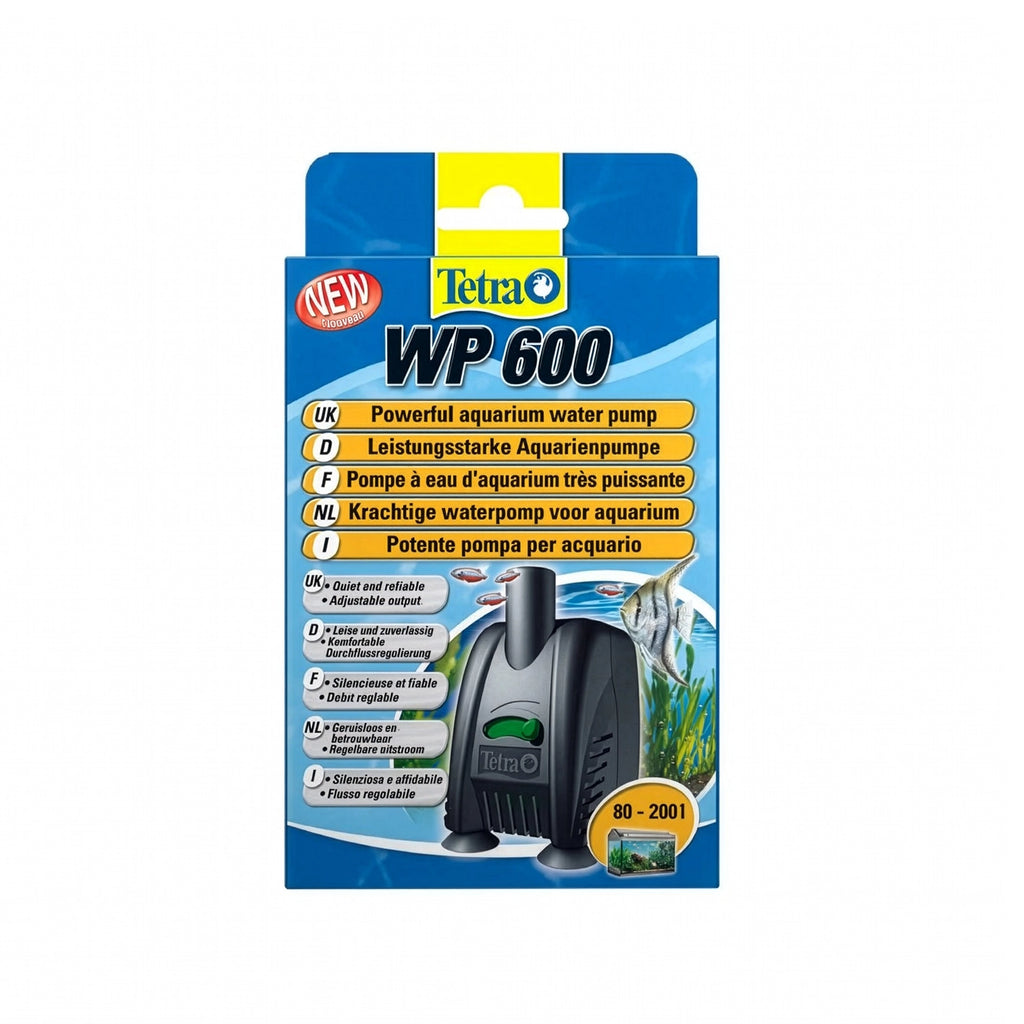 Tetra WP600 Bomba de Agua en su empaque original con bomba sumergible para acuarios, ideal para mantener una circulación constante del agua.