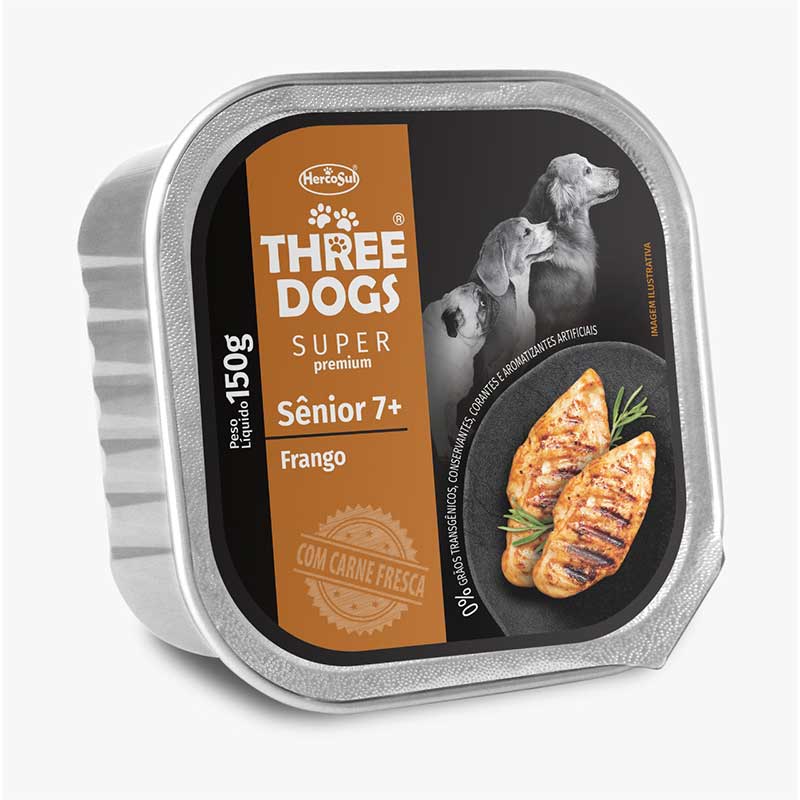Paté Three Dogs Pollo para Perros Senior 150 gr
