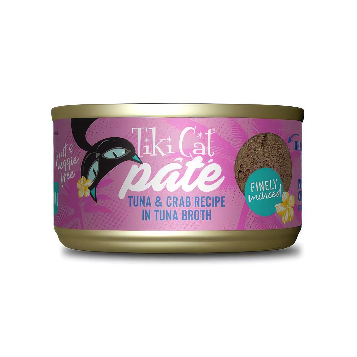 Tiki Cat Lata Hagan Grill Atún y Cangrejo para Gatos, paté húmedo con atún y cangrejo en caldo de atún, lata rosada.