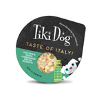Tiki Dog Taste of Italy Pollo y Pasta Carbonara para Perros en bandeja, alimento húmedo con pollo y pasta en caldo.