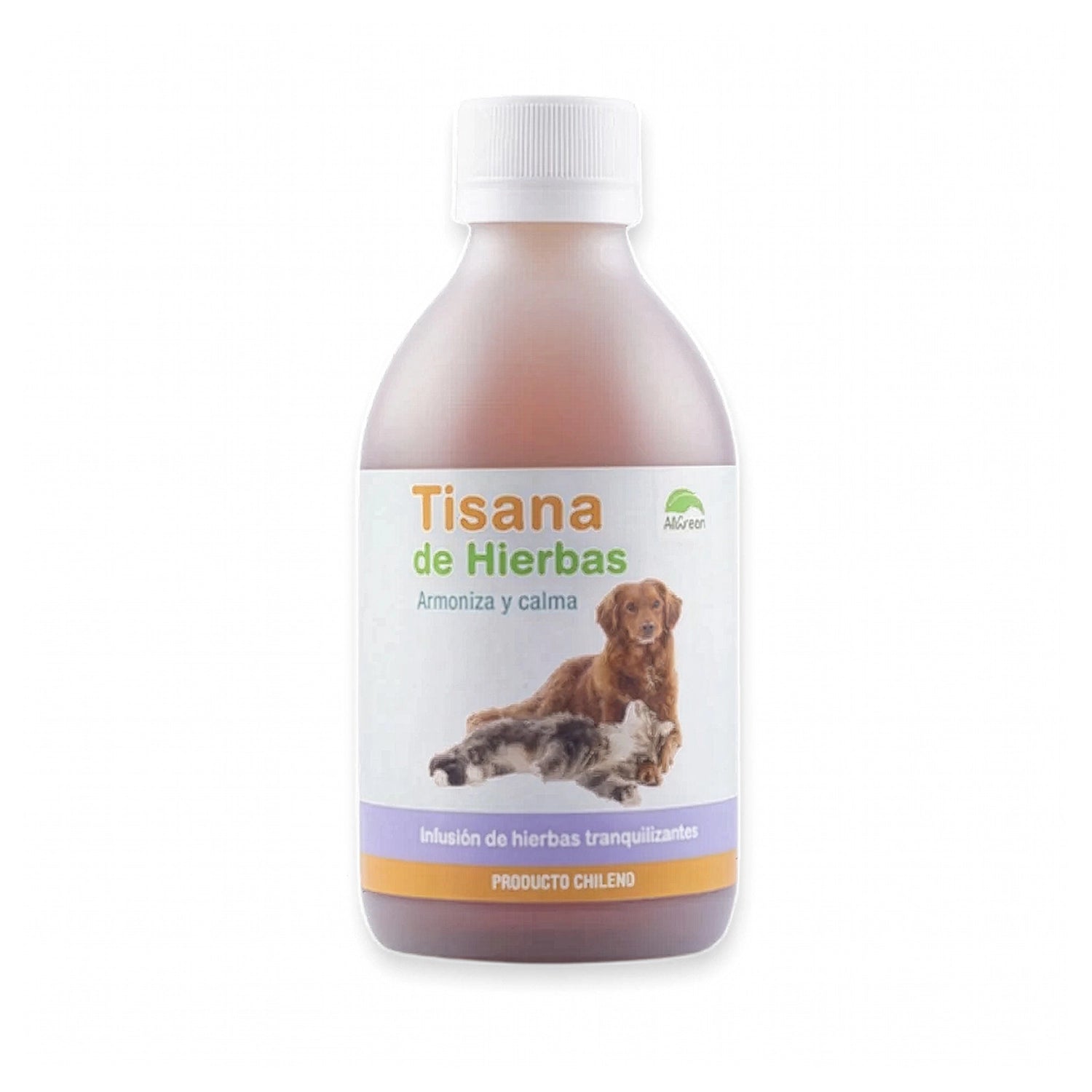 AllGreen Infusión Tranquilizante Tisana de Hierbas para Mascotas en botella natural para perros y gatos.