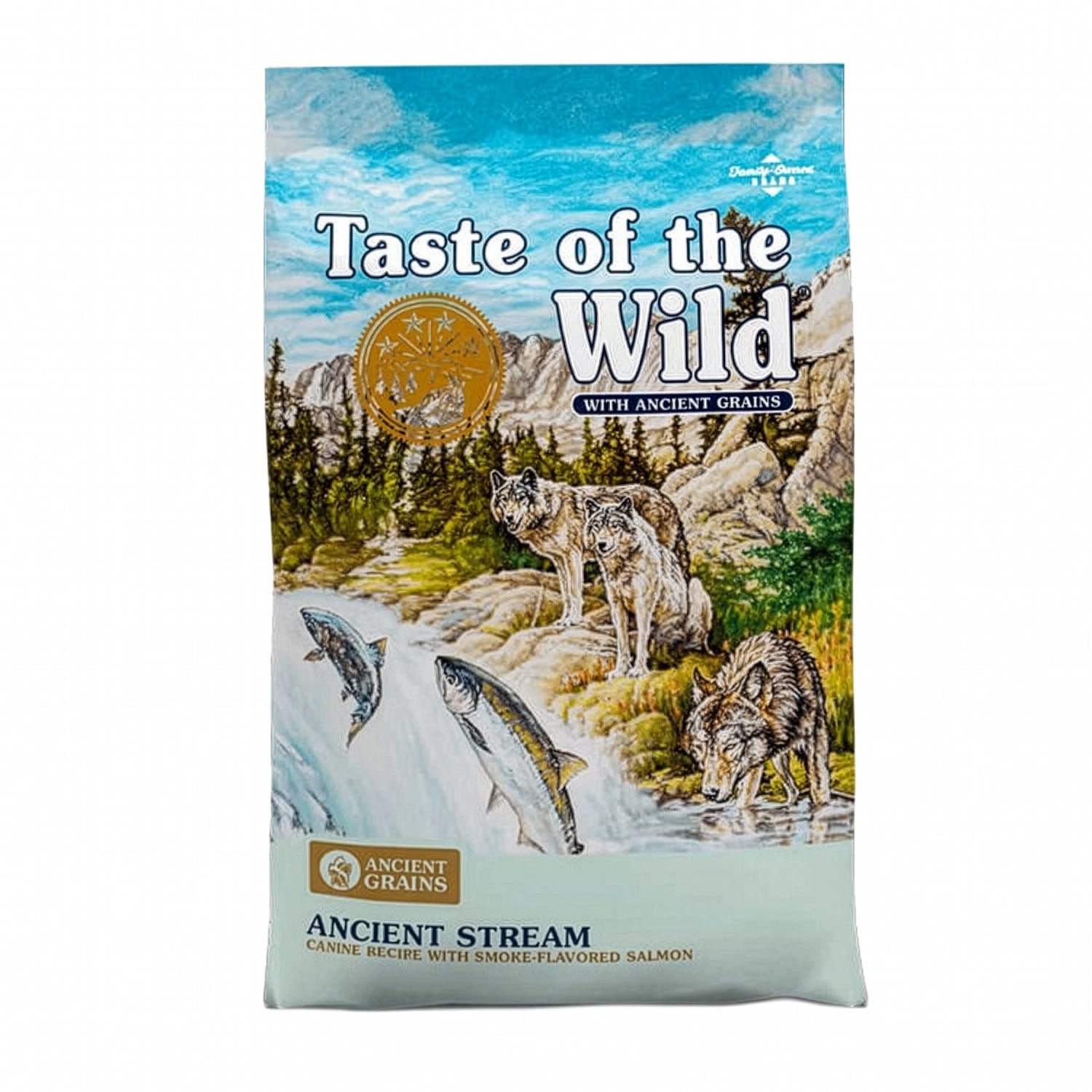 Taste of the Wild Ancient Stream Salmón Ahumado para Perros alimento seco en bolsa con lobos y río, receta con granos antiguos